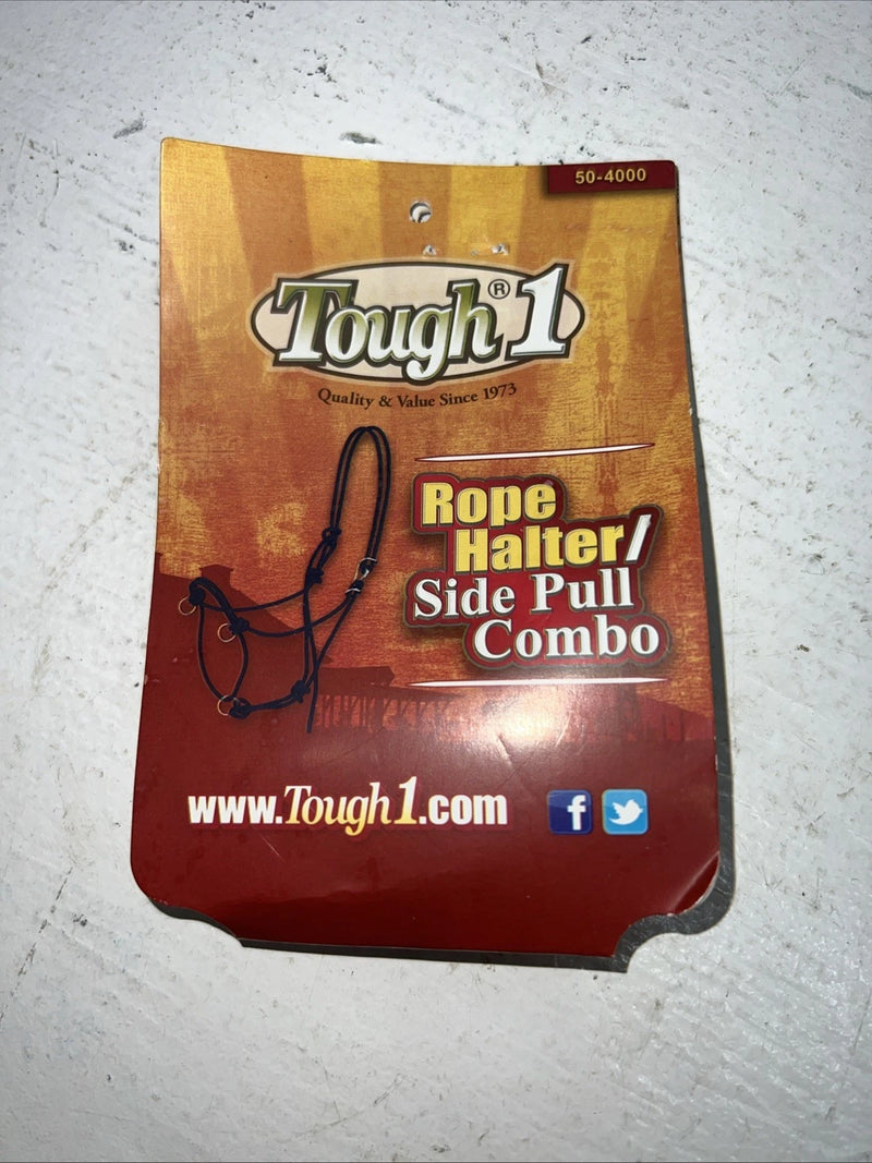 New Tough 1 Black Rope Halter Side Pull Combo #50-4000 H-502