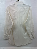 New Men’s White Horse White Gold Stripe Long Sleeve Pearl Snap Medium J-82