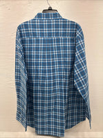 New Men’s ELY Cattleman Blue Plaid Long sleeve Button Up 2XL M-49 