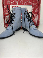 New Children’s Blue Denim Lace Up Texas Brand Cowboy Boots. 11.5 11 1/2 D. 24-89