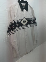 New Men’s Cumberland White Purple Western Long Sleeve Pearl Snap Large V-63