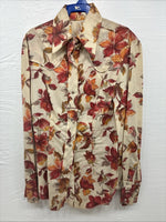 New Men’s Panhandle Floral Red Design Long Sleeve Pearl Snap XS J-58