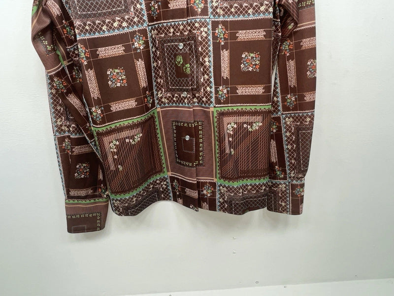 New Women’s Brown Floral Panhandle Slim Long Sleeve Button Up Shirt #3310 3B-57