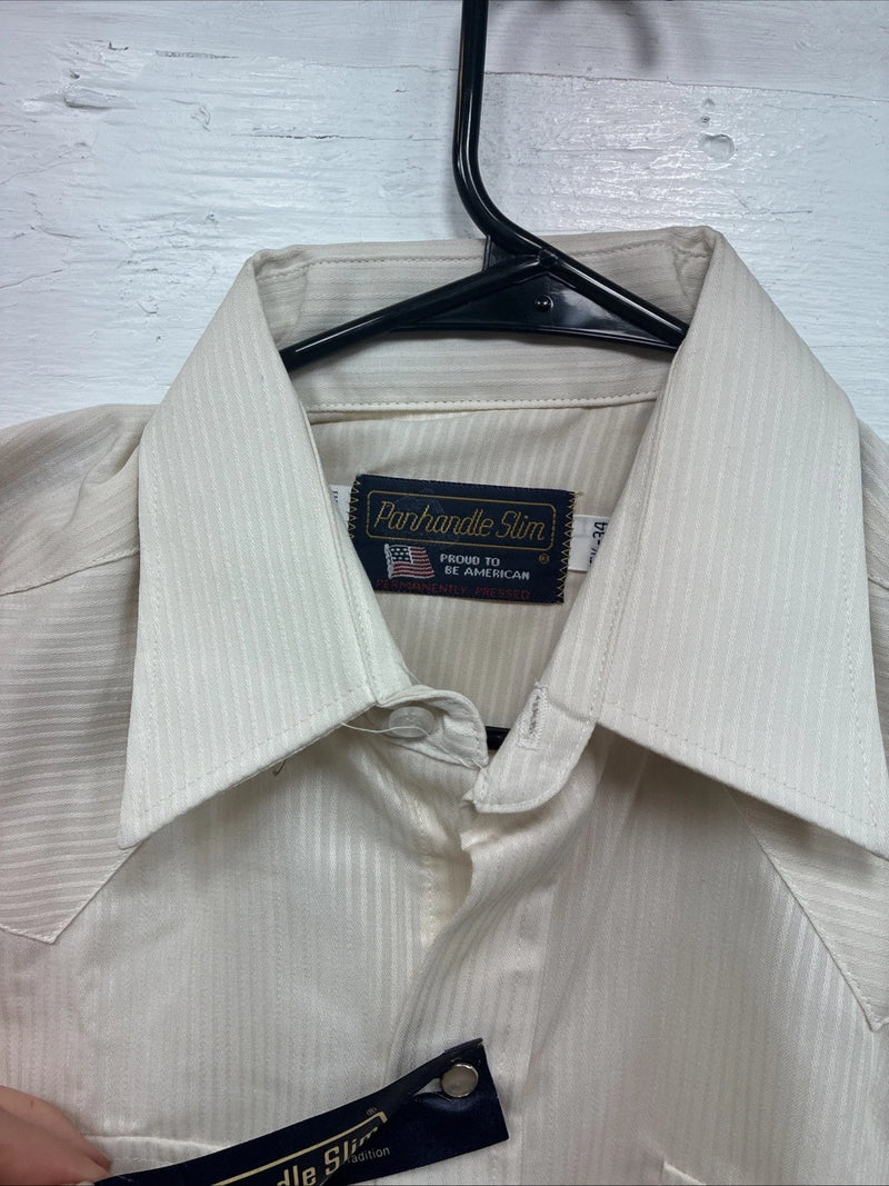 New Men’s Panhandle Slim Golden Stripe Long Sleeve Pearl Snap 15.5 Medium K-98