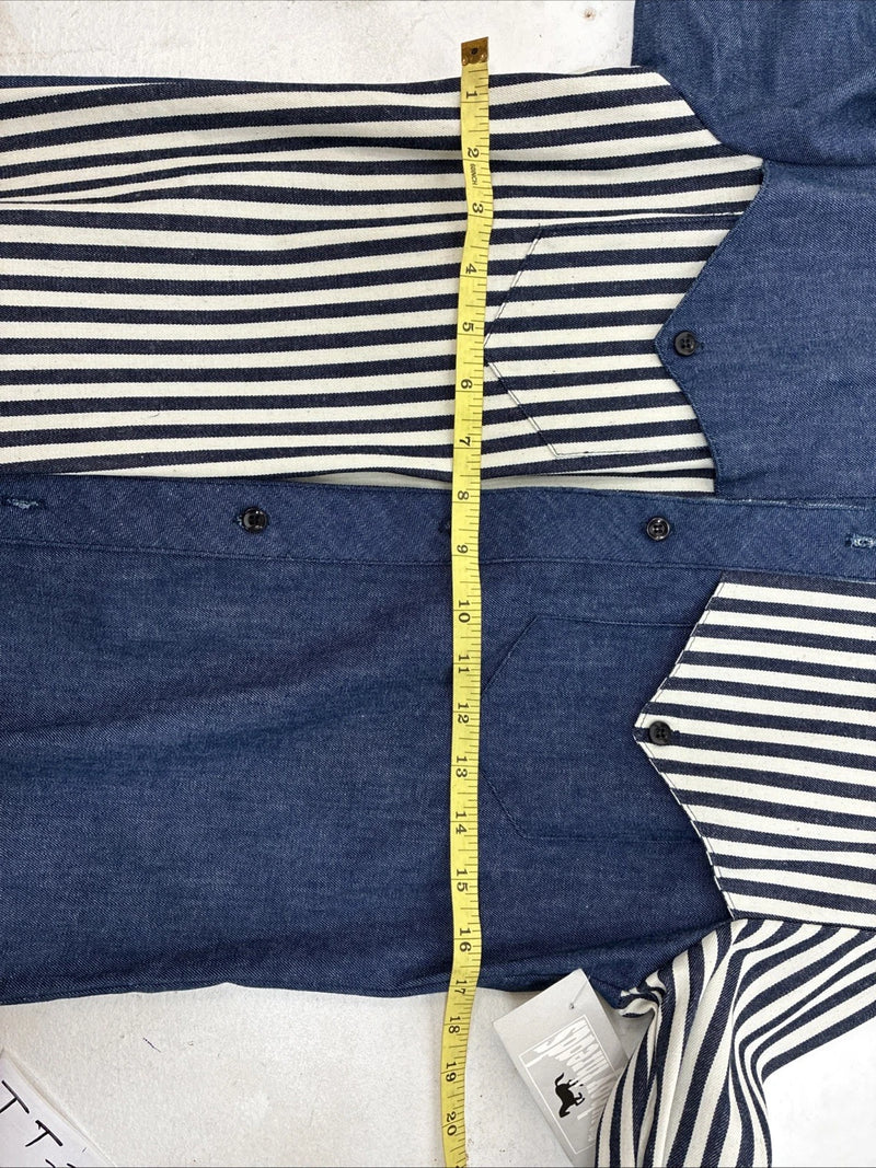 New Women’s Cowboy Threads Jean Stripe Long Sleeve Button Up Size 16 TT-21