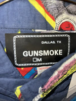 New Men’s Gunsmoke Multicolor skull Button Up Long Sleeve Shirt Medium I-42