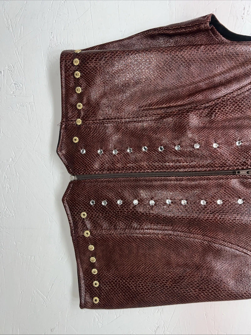 New Women’s 1849 Authentic Ranchwear Brown Snakeskin Show Vest Medium H-604