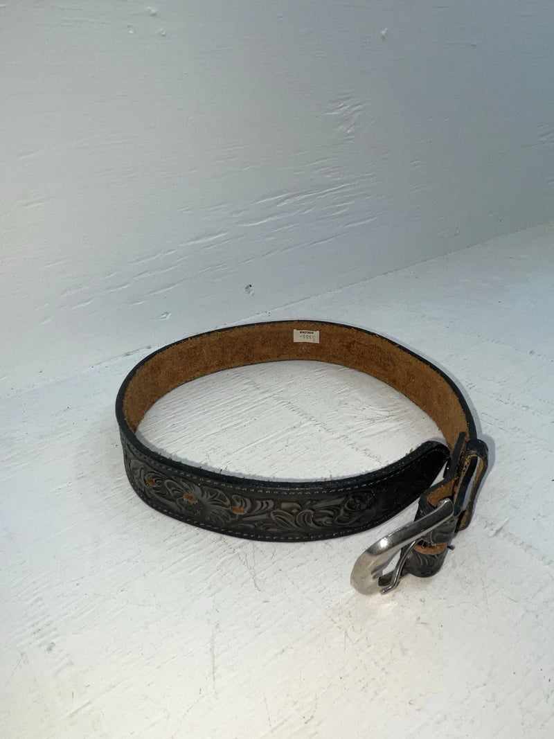 New Black Genuine Leather Nocona Tooled 20” Belt #331 NN-73