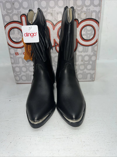 New Children’s Black Dingo Cowboy Boots With Fringe. 11.5 11 1/2 D. 24-117