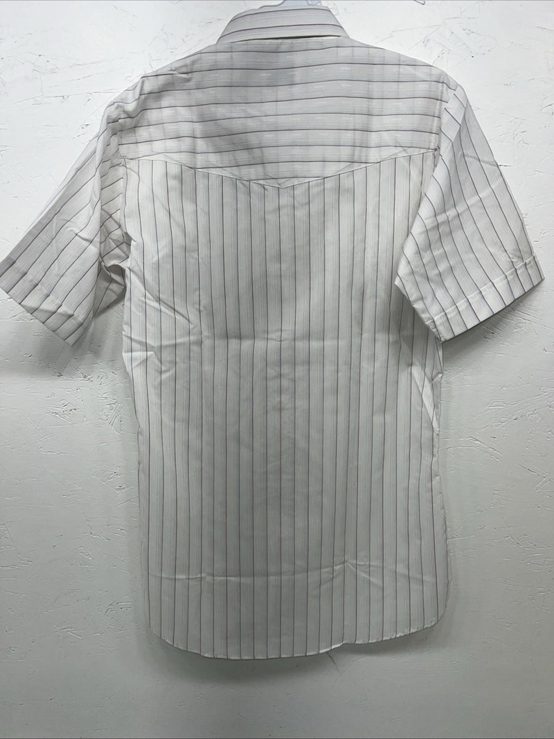 New Men’s White Pearl Snap ELY Cattleman Short Sleeve Western Shirt. Small A-172