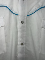 New Men’s ELY Diamond White Long Sleeve Pearl Snap Small A-203