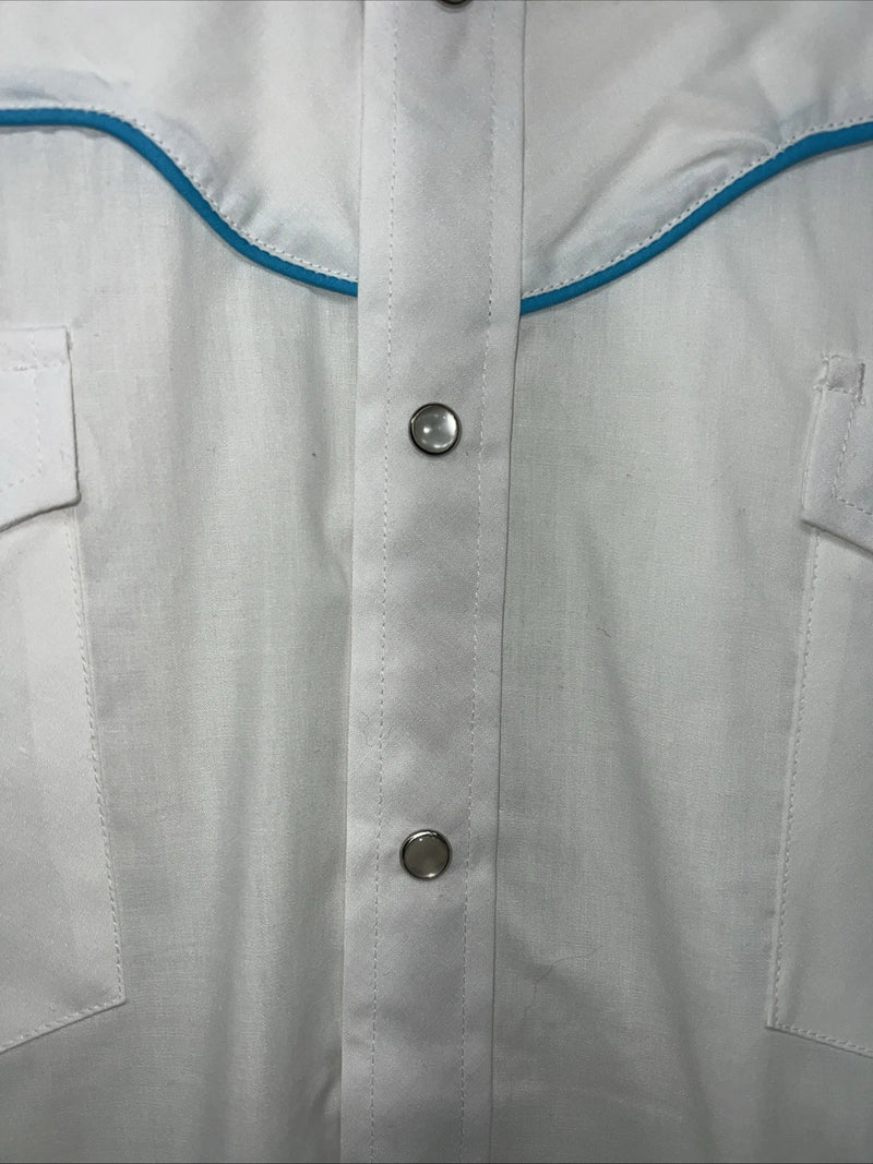 New Men’s ELY Diamond White Long Sleeve Pearl Snap Small A-203