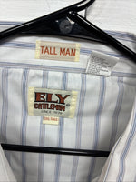 New Men’s ELY Cattleman White Stripe Like Short Sleeve Pearl Snap 3XL H-67