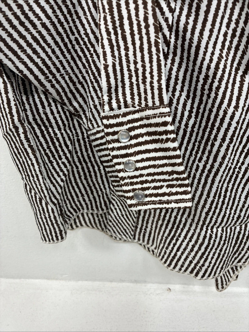 New Women’s Dickson Jenkins Brown Design Long Sleeve Pearl Snap 16.5 MM-32