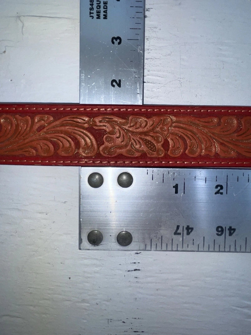 New Red Genuine Leather Nocona Tooled S Belt #N3460204 JJ-168
