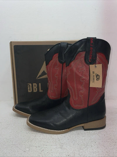 New Youth Black DBL Barrel Cowboy Boots. 4472001 5.5 5 1/2. 2-104