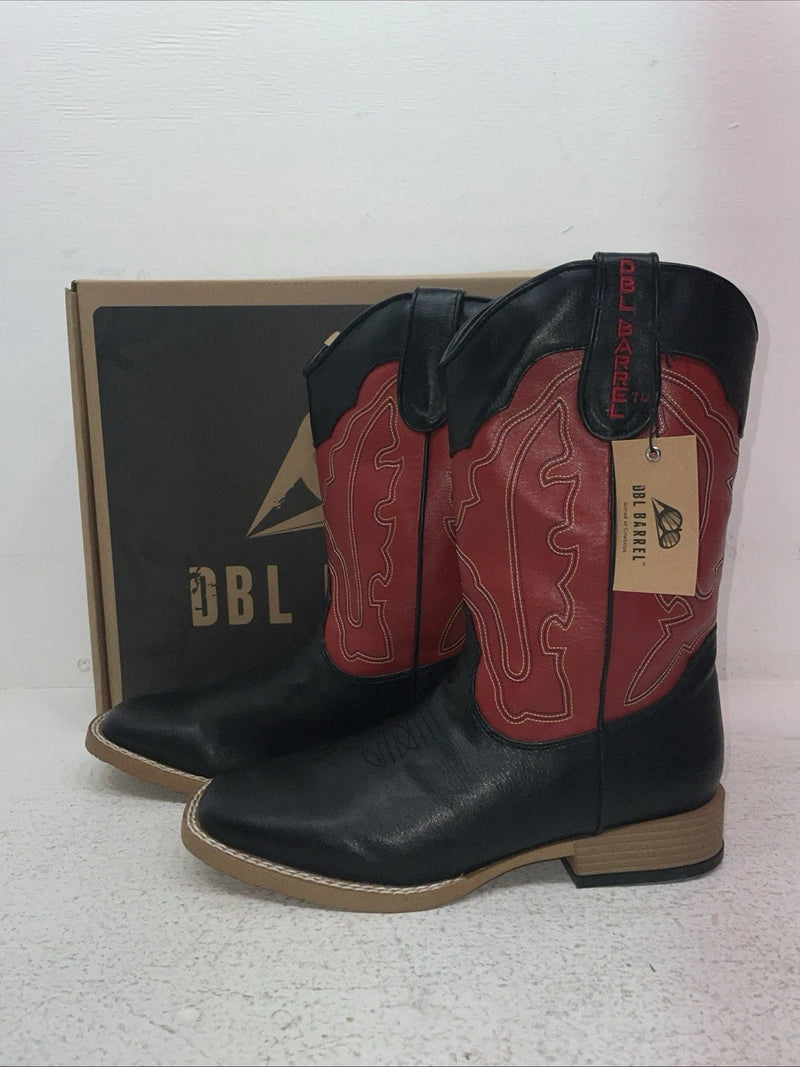 New Youth Black DBL Barrel Cowboy Boots. 4472001 5.5 5 1/2. 2-104