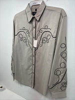 New Women’s White Horse Tan Design Long Sleeve Pearl Snap Large LL-29