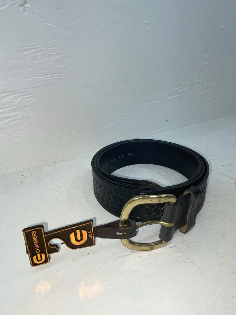 New Black Genuine Leather Chambers Tooled 50” Belt #7059 NN-124