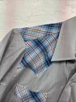 New Kids Champion Western Gray Plaid Long Sleeve Pearl Snap Size 18 CC-107