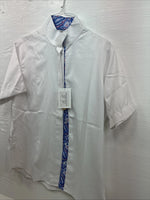 New Women’s Royal Highness White Designed Short Sleeve English Shirt 40 DD-34