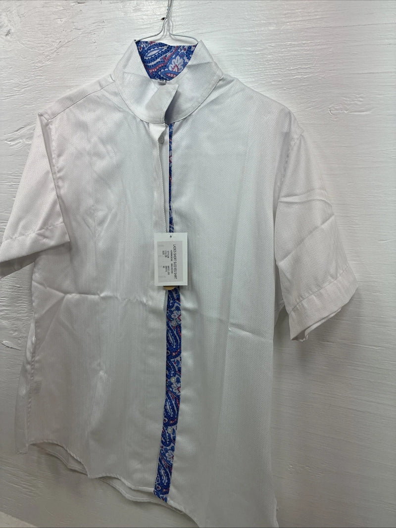 New Women’s Royal Highness White Designed Short Sleeve English Shirt 40 DD-34
