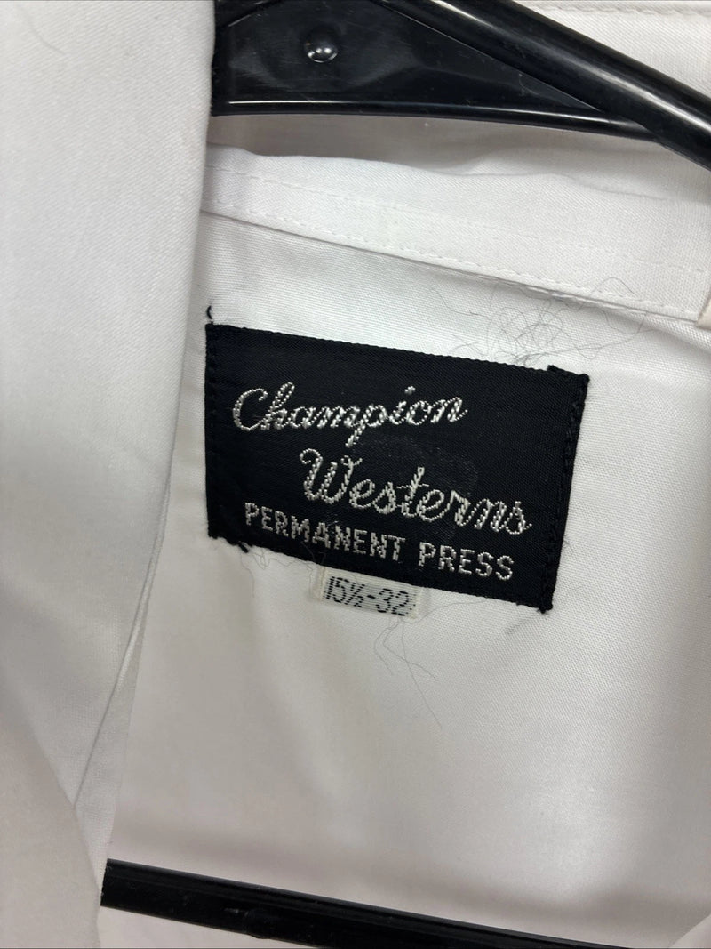 New Women’s Champion Western White Deisgn Long Sleeve Pearl Snap 15.5 MM-26