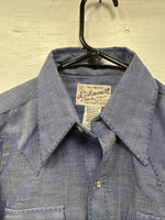 New Men’s Rocket mount Blue Jean Design Long Sleeve Pearl Snap Medium M-59
