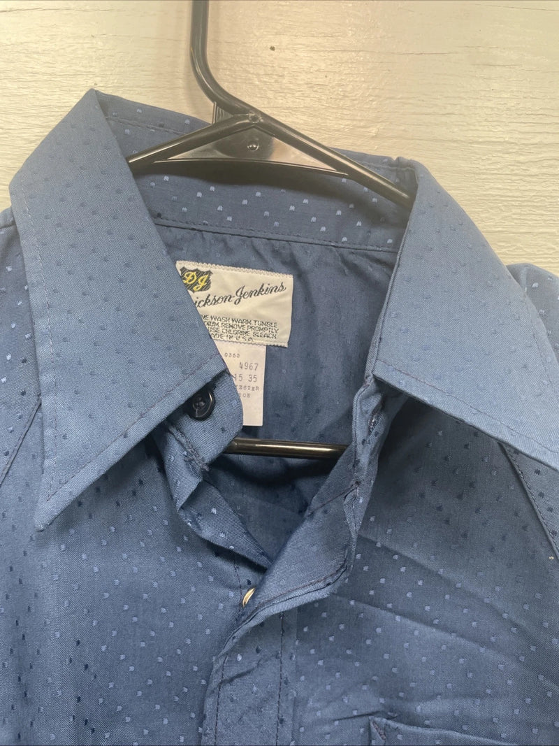 New Men’s Dickson Genkins Blue Long Sleeve Preal Snap 15 X 35 Medium B-125