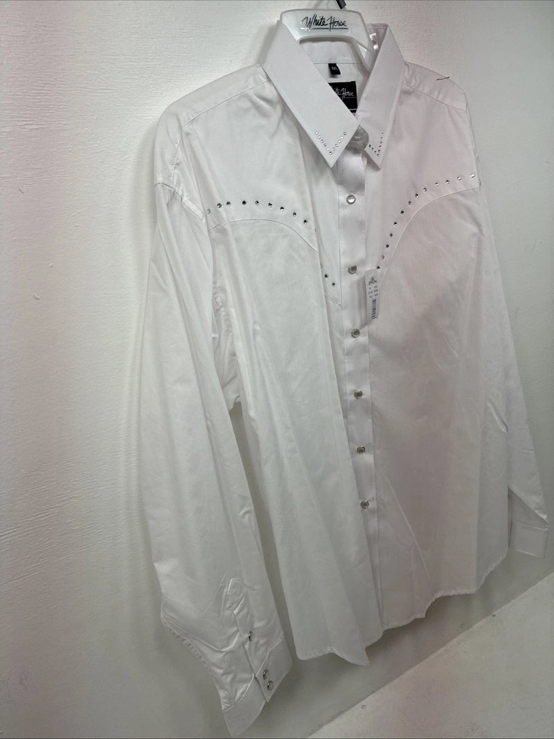 New Women’s White Horse White Gem Long Sleeve Pearl Snap 2XL II-1