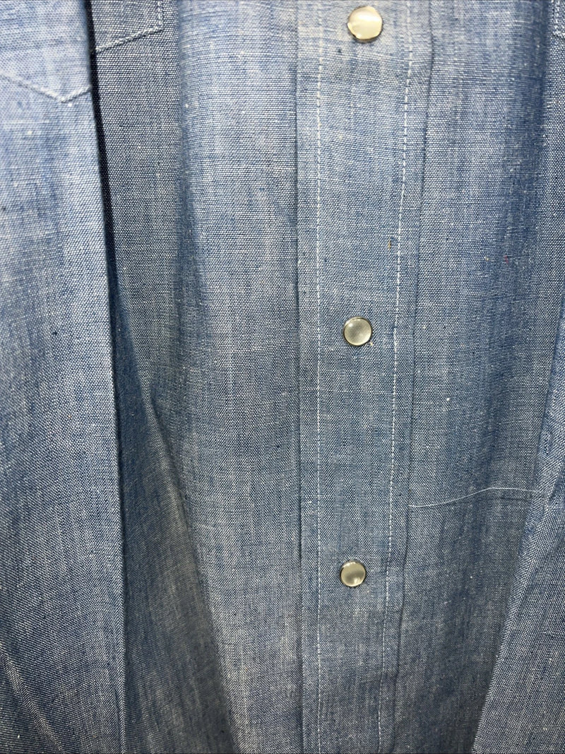 New Men’s Denim Champion Westerns Long Sleeve Pearl Snap Shirt. 15.5x33 M S-10