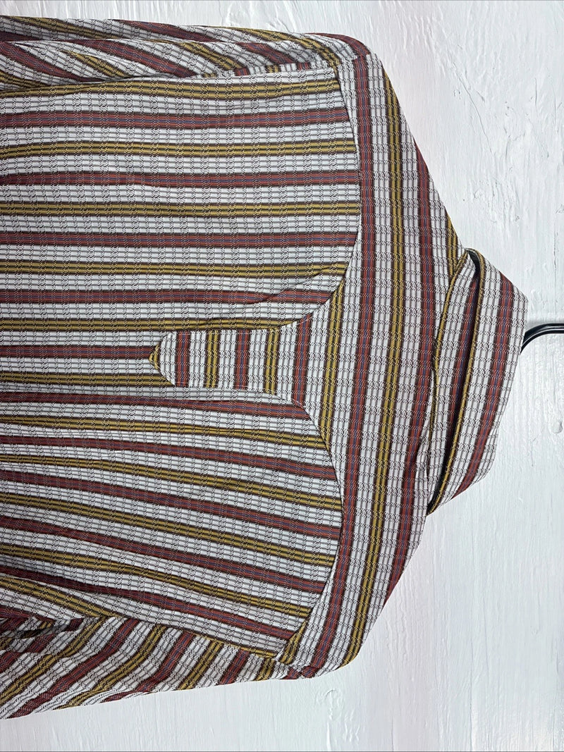 New Men’s Rocket mount Multicolor Stripe Long Sleeve Pearl Snap 15 Medium K-93