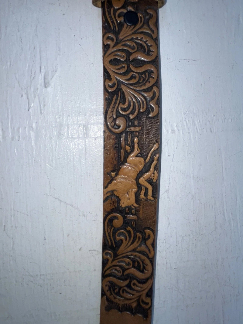 New brown Genuine Leather Chambers Tooled 24” Belt #5442 NN-50