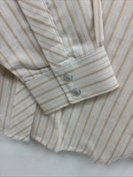 New Women’s White Horse Gold Stripe Long Sleeve Pearl Snap Large II-66