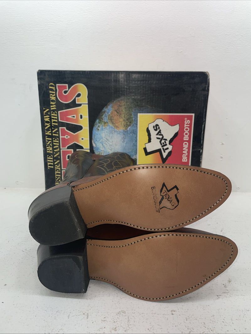New Men’s Brown Texas Brand Cowboy Boots. 5101 9.5 9 1/2 D. 7-63