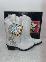 New Kids White With Fringe Texas Brand Cowboy Boots. C 2697 13.5 13 1/2 D. 23-90