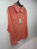 New Women’s Cumberland Pink Designed Long Sleeve Pearl Snap 2XL II-6