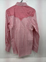 New Women’s Denver Pink Stripe Long Sleeve Pearl Snap Medium LL-101