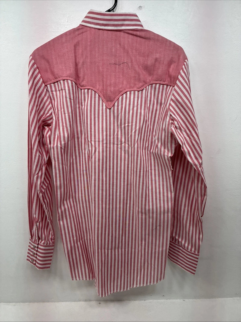 New Women’s Denver Pink Stripe Long Sleeve Pearl Snap Medium LL-101