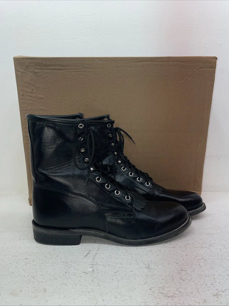 New Men’s Black Lace Up J Chisholm Cowboy Boots. 2550 9 D. 3-32