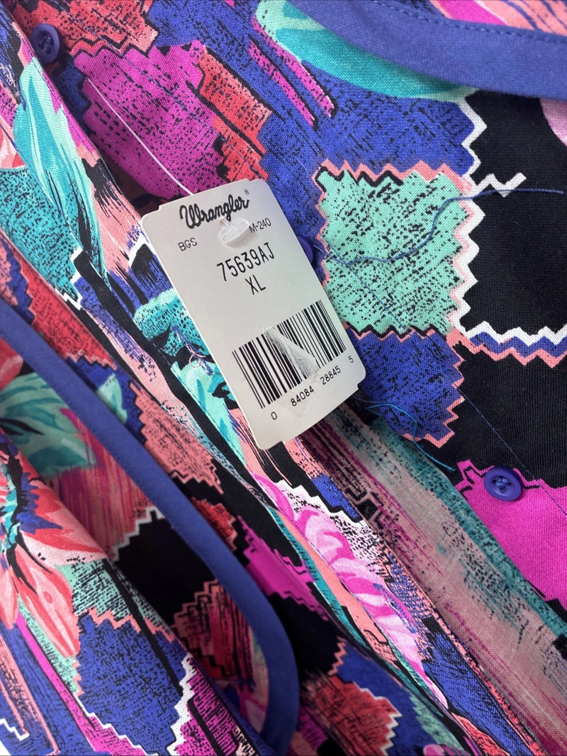 New Women’s Wrangler Pink Purple Floral Long Sleeve Button Up XL TT-32
