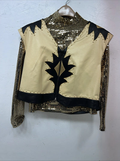 New Women’s 1849 Authentic Ranchwear Gold Cow Shirt And Vest 3X UU-6