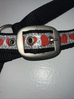 New Tough 1 Black Nylon Halter With Red Hearts Full #50-2031 3C-11