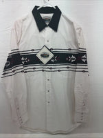 New Men’s Cumberland White Purple Western Long Sleeve Pearl Snap Large V-63