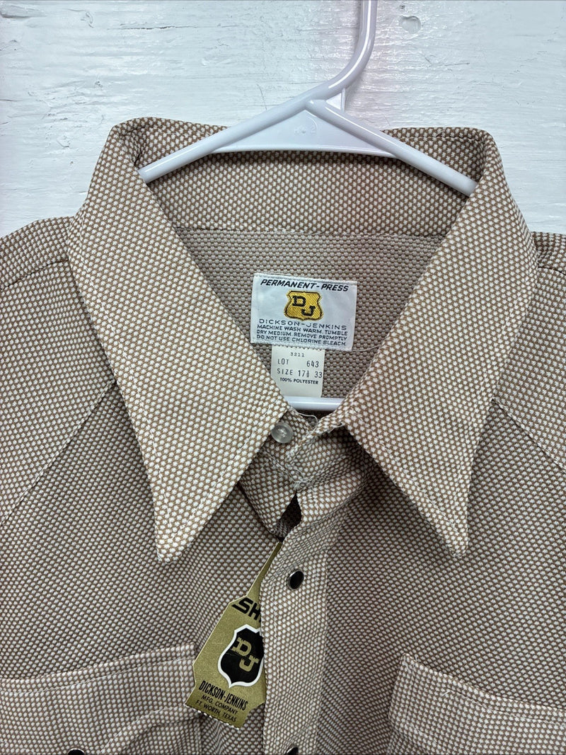 New Men’s Dickson Jenkins Brown Design Long Sleeve Pearl Snap 17.5 X 33 XL R-79