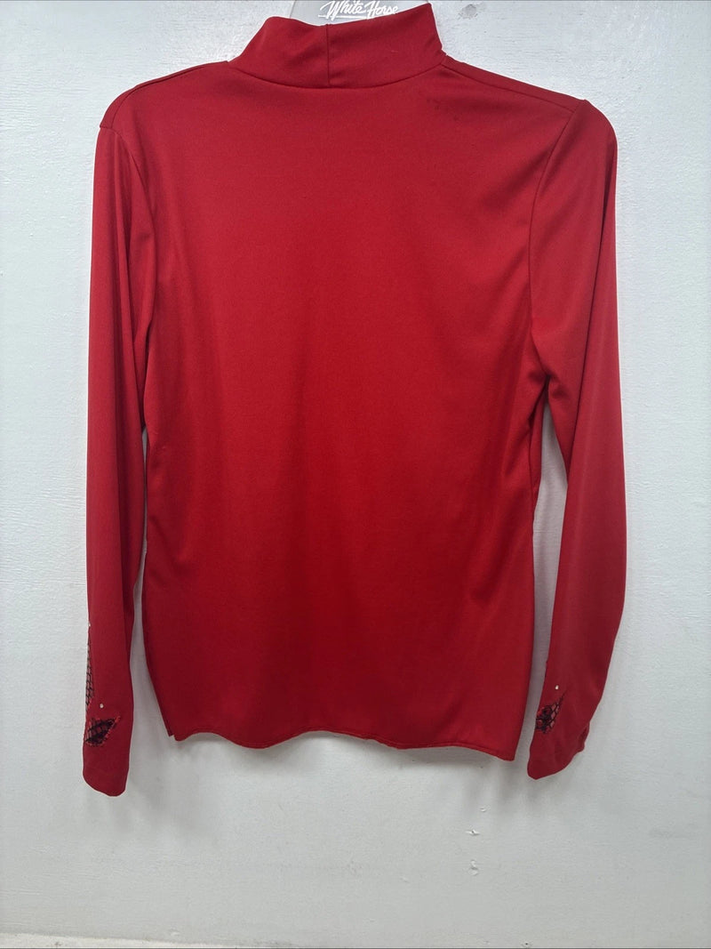 New Glassy Kowgirls Red Gem Long Sleeve Show Shirt Medium TT-103