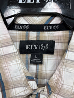 New Men’s ELY 1878 Multicolor Plaid Long Sleeve Pearl Snap Large Q-42