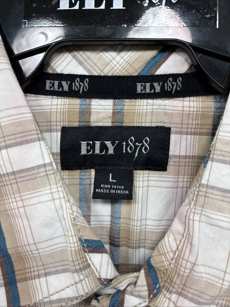 New Men’s ELY 1878 Multicolor Plaid Long Sleeve Pearl Snap Large Q-42