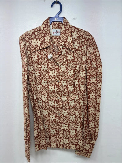 New Women’s Tem Tex Floral Design Long Sleeve Pearl Snap Size 32 MM-83