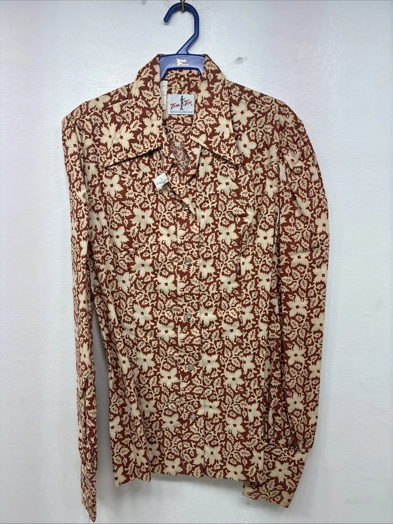 New Women’s Tem Tex Floral Design Long Sleeve Pearl Snap Size 32 MM-83
